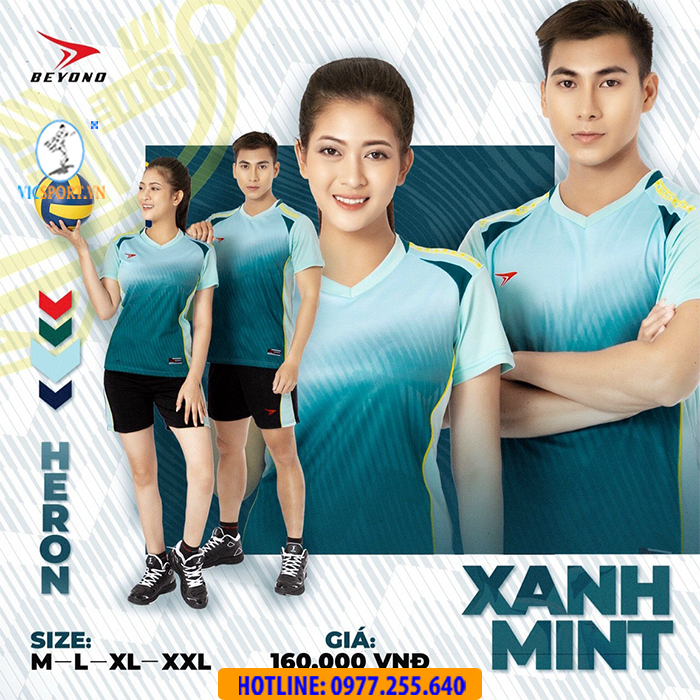 ÁO BÓNG CHUYỀN NỮ BEYONO HERON XANH MINT - Hình ảnh 2