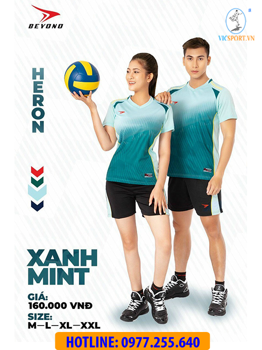 ÁO BÓNG CHUYỀN NỮ BEYONO HERON XANH MINT - Hình ảnh 3