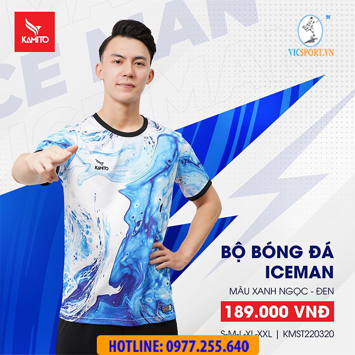 Áo đá banh Kamito Iceman Xanh Ngọc Đen