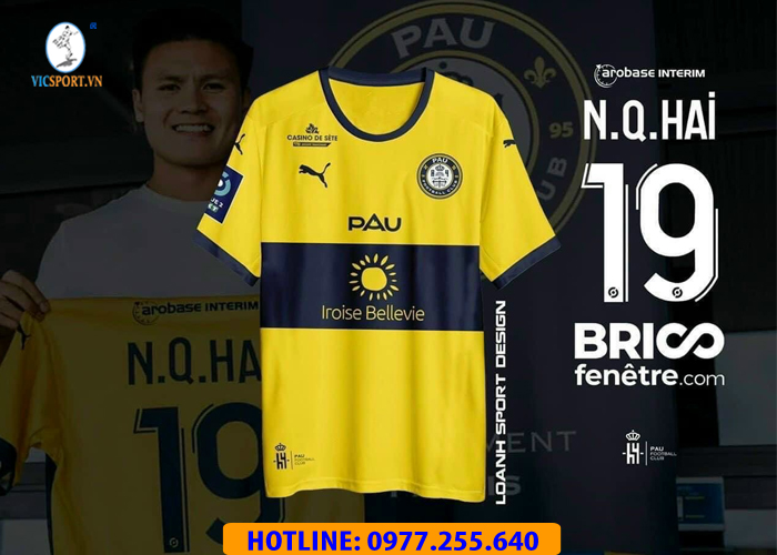 ÁO ĐÁ BANH QUANG HẢI CLB PAU FC 2022-2023 MÀU VÀNG - Hình ảnh 2