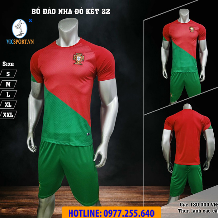 ÁO ĐỘI TUYỂN BỒ ĐÀO NHA WORLDCUP 2022 ĐỎ XANH - Hình ảnh 7