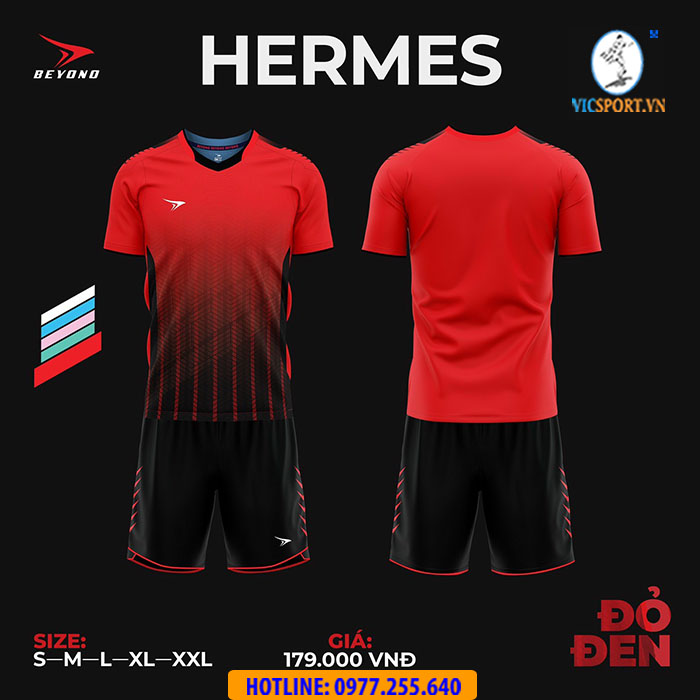 ÁO ĐÁ BANH BEYONO HERMES ĐỎ ĐEN - Hình ảnh 2