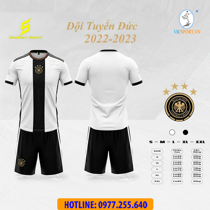 ÁO ĐÁ BANH ĐỘI TUYÊN ĐỨC 2022 TRẮNG ĐEN - Hình ảnh 2