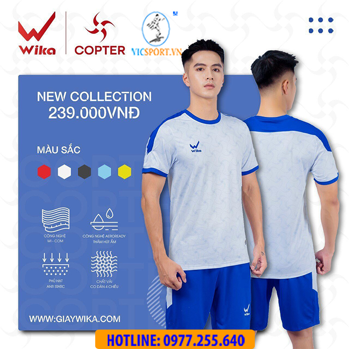 ÁO ĐÁ BANH WIKA COPTER MÀU TRẮNG
