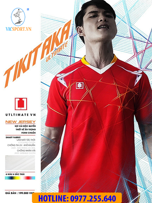 ÁO ĐÁ BANH XSPEED TIKITAKA U1 MÀU ĐỎ - Hình ảnh 3