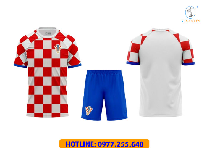 ÁO ĐÁ BANH ĐỘI TUYỂN CROATIA 2022 CARO ĐỎ - Hình ảnh 2