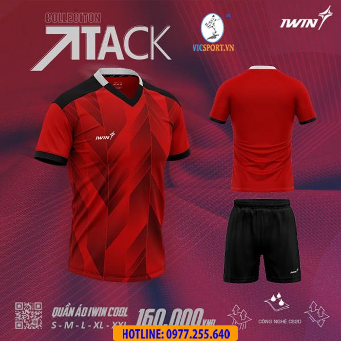 ÁO ĐÁ BANH IWIN COOL ATTACK A07 MÀU ĐỎ - Hình ảnh 2
