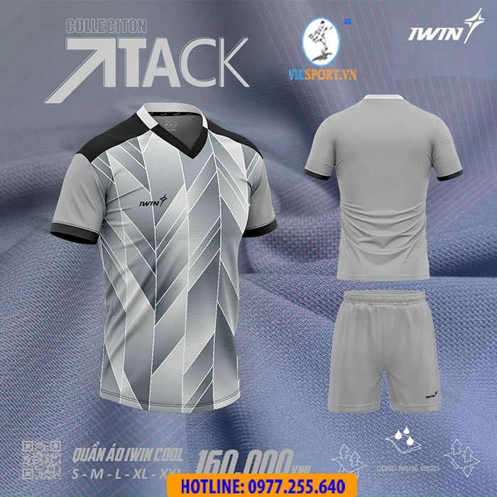 ÁO ĐÁ BANH IWIN COOL ATTACK A07 XÁM TRẮNG - Hình ảnh 2