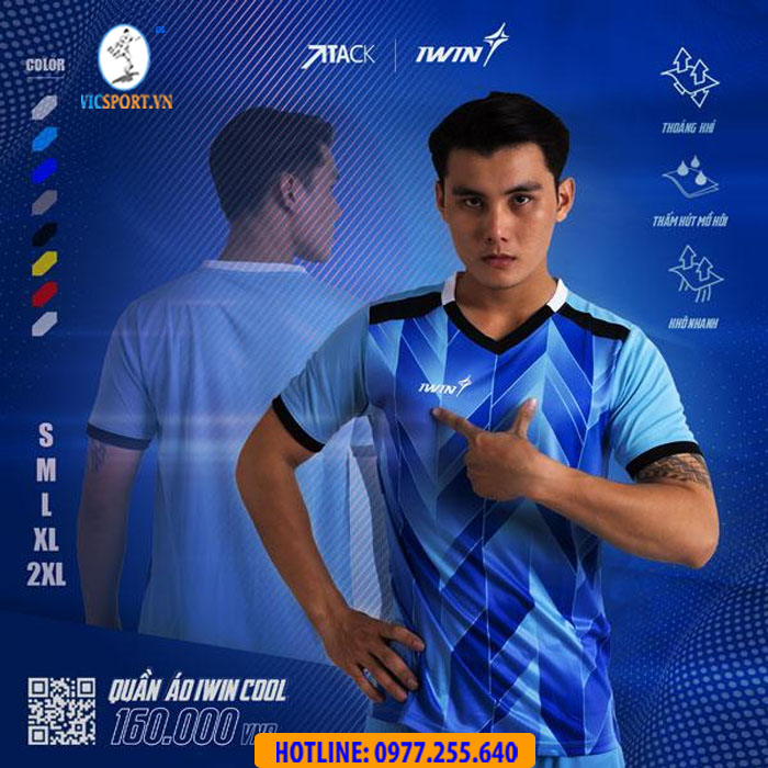 ÁO ĐÁ BANH IWIN COOL ATTACK A07 XANH DA