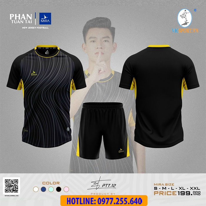 ÁO ĐÁ BANH MIRA PTT.12 MÀU ĐEN - Hình ảnh 7