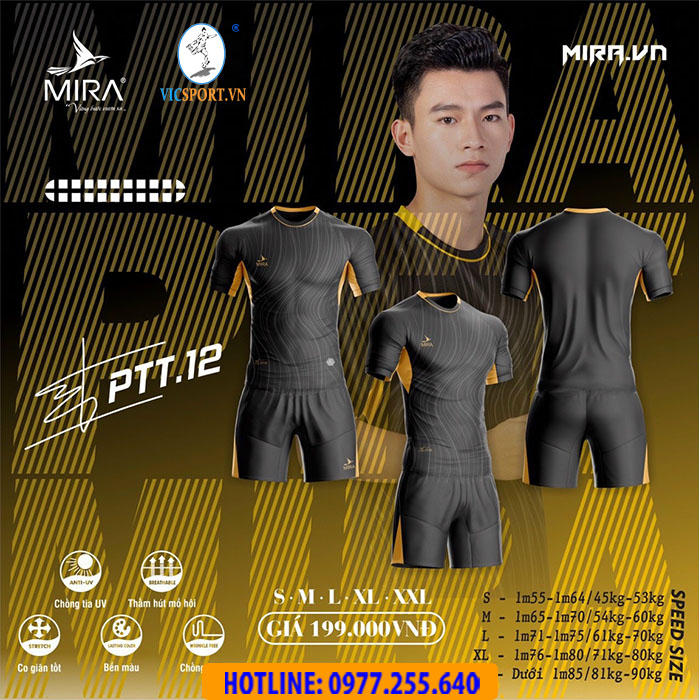 ÁO ĐÁ BANH MIRA PTT.12 MÀU ĐEN - Hình ảnh 6