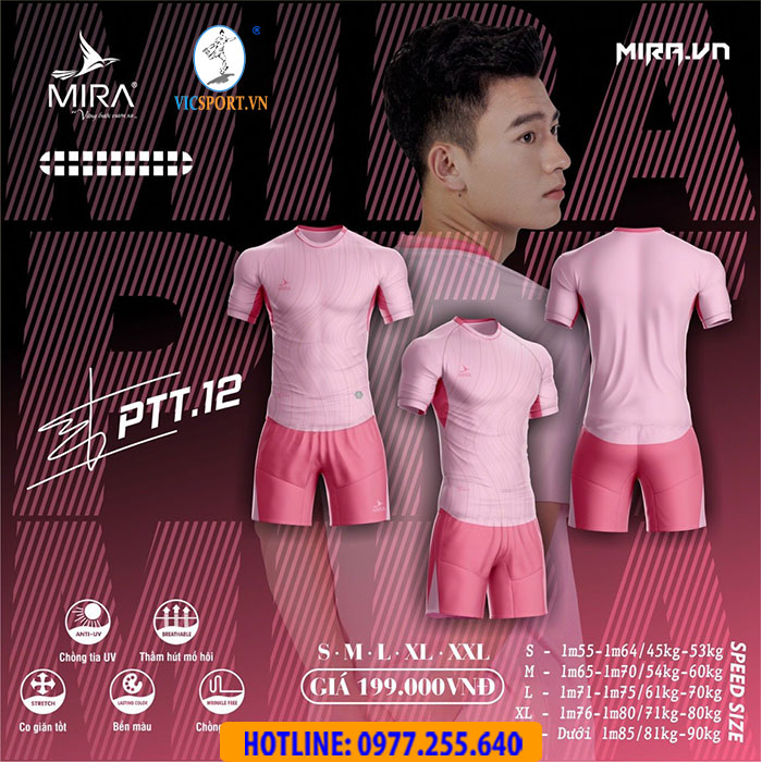 ÁO ĐÁ BANH MIRA PTT.12 MÀU HỒNG - Hình ảnh 6