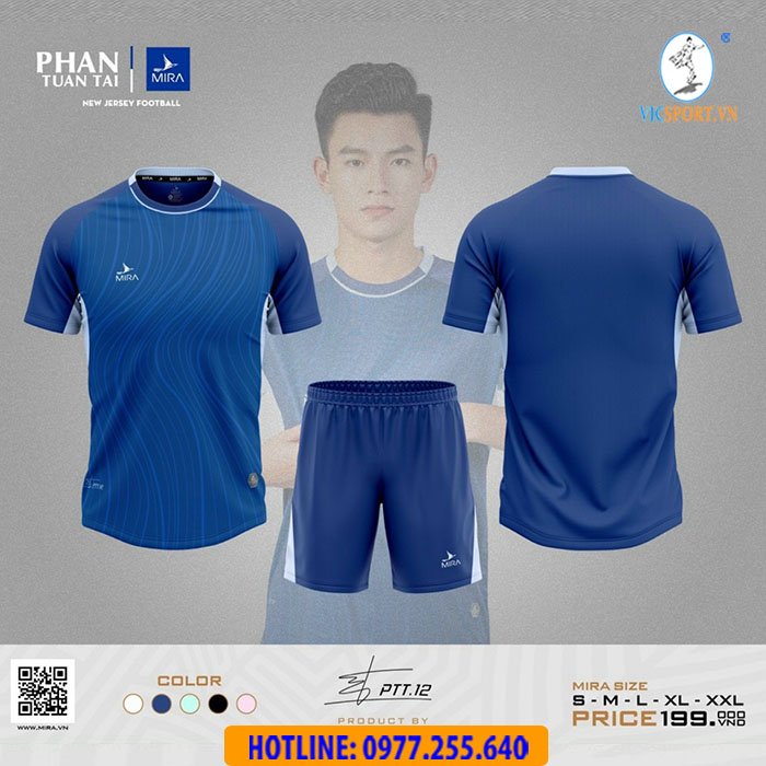 ÁO ĐÁ BANH MIRA PTT.12 MÀU XANH ĐEN - Hình ảnh 7