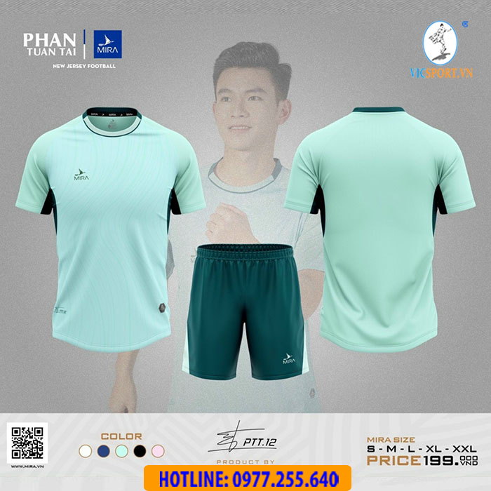 ÁO ĐÁ BANH MIRA PTT.12 MÀU XANH NGỌC - Hình ảnh 7