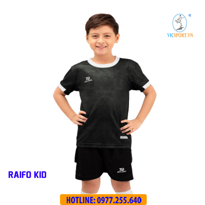 ÁO ĐÁ BANH TRẺ EM RAIFO MÀU ĐEN