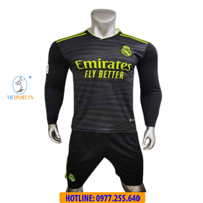 ÁO TAY DÀI CLB REAL MADRID 2022-2023 ĐEN SÂN KHÁCH - Hình ảnh 3