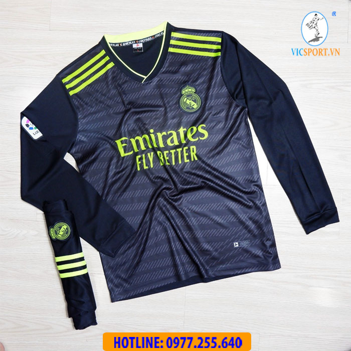 ÁO TAY DÀI CLB REAL MADRID 2022-2023 ĐEN SÂN KHÁCH - Hình ảnh 4