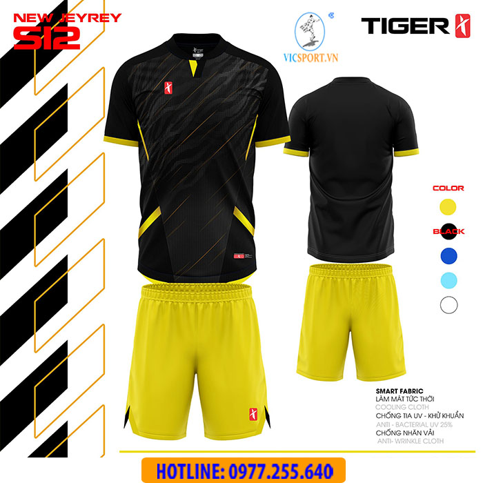 ÁO ĐÁ BANH XSPEED S12 TIGER MÀU ĐEN