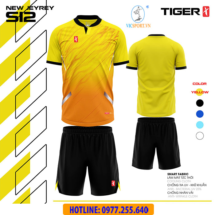 ÁO ĐÁ BANH XSPEED S12 TIGER MÀU VÀNG