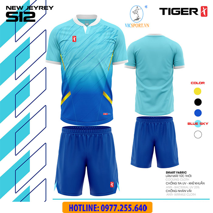 ÁO ĐÁ BANH XSPEED S12 TIGER MÀU XANH BIỂN