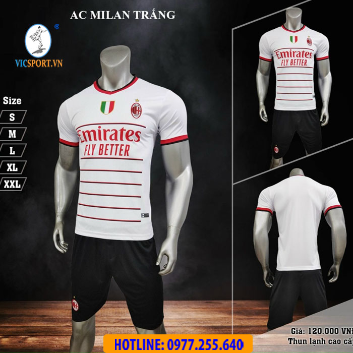 ÁO ĐÁ BANH CLB AC MILAN 2022-2023 SÂN KHÁCH TRẮNG