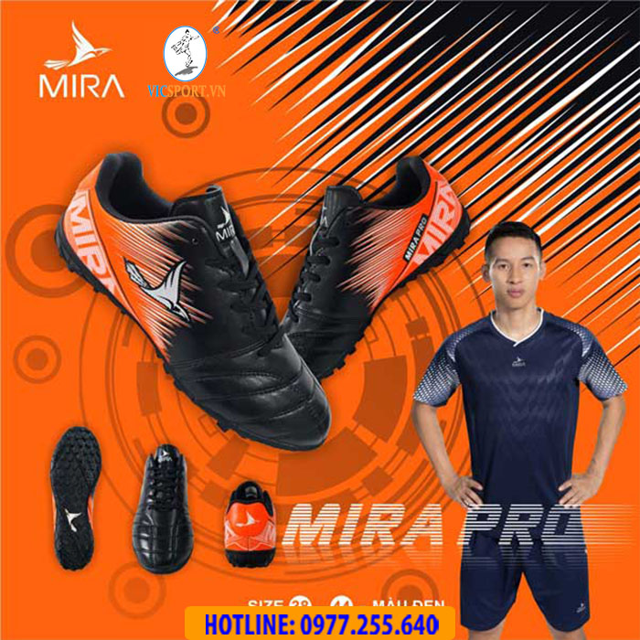 GIÀY ĐÁ BANH MIRA PRO MÀU ĐEN CAM - Hình ảnh 4