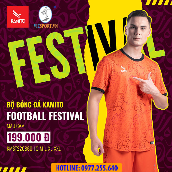 ÁO BÓNG ĐÁ KAMITO FESTIVAL MÀU CAM