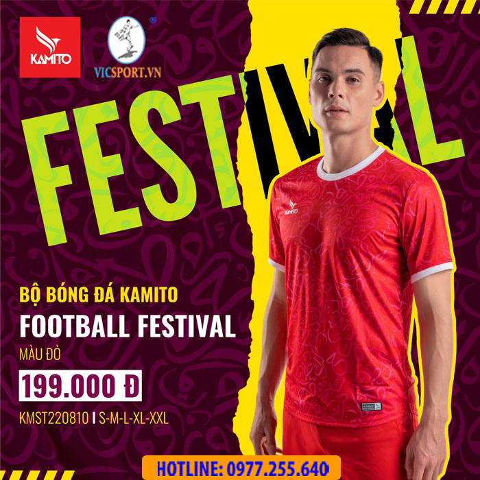 ÁO BÓNG ĐÁ KAMITO FESTIVAL MÀU ĐỎ
