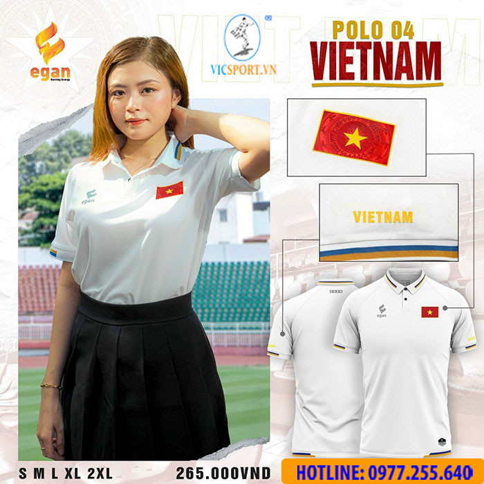 ÁO POLO DI CHUYỂN ĐỘI TUYỂN VIỆT NAM MÀU TRẮNG - Hình ảnh 2