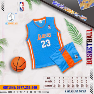 BỘ BÓNG RỔ TRẺ EM LAKERS MÀU XANH DA