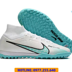 GIÀY ĐÁ BANH SF CỔ CAO NIKE AIR ZOOM MERCURIAL VAPOR 15 ACADEMY TF TRẮNG XANH NGỌC