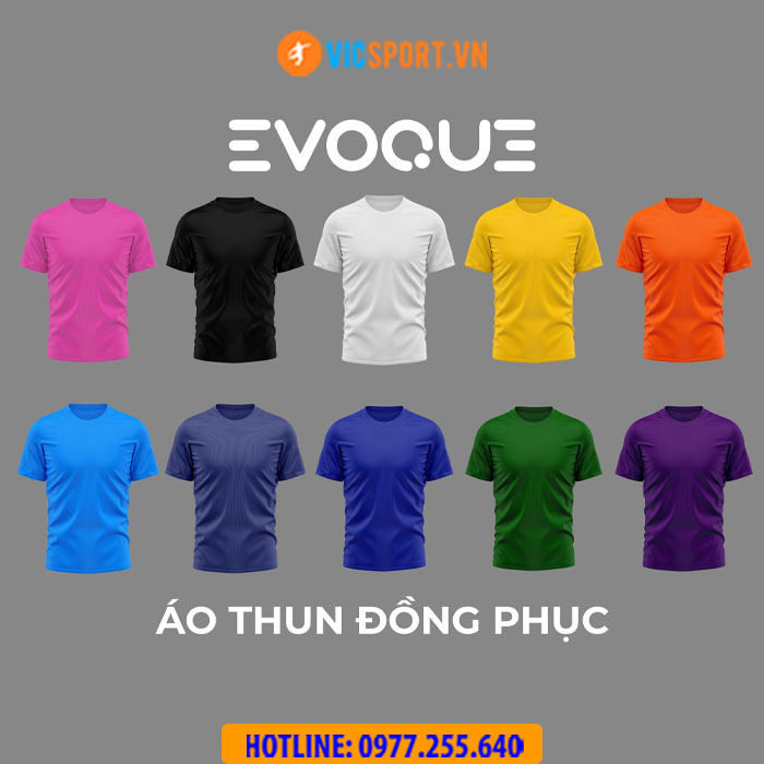 Áo thun trơn đồng phục Evoque cổ tròn vải mè - Hình ảnh 22
