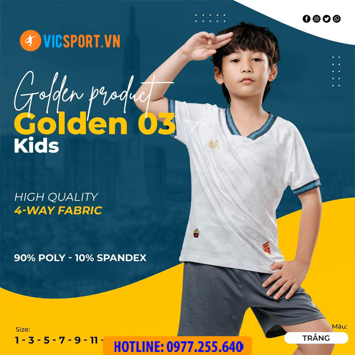 Áo bóng đá trẻ em Riki Golden 03 - Hình ảnh 4