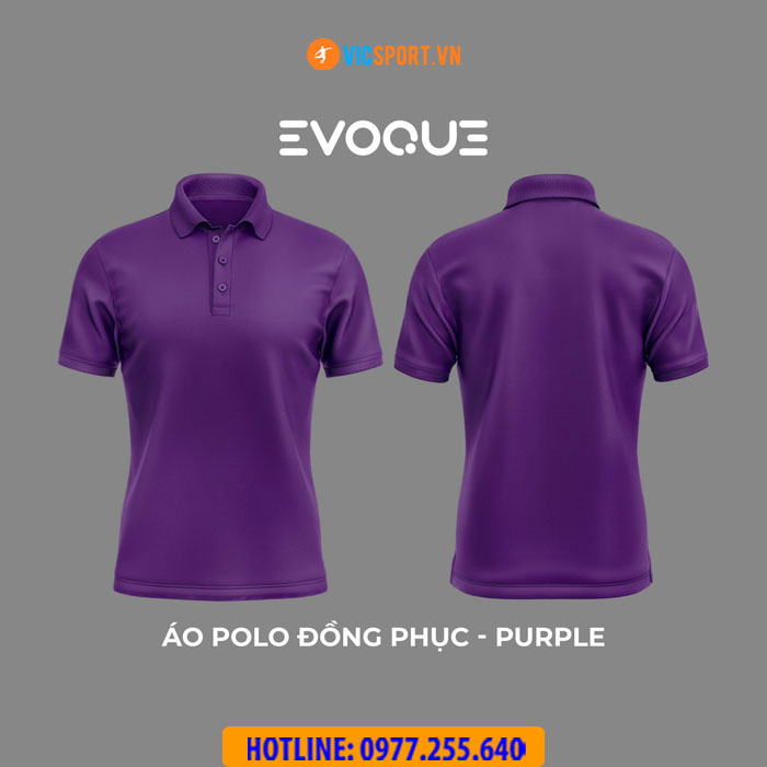 Áo thun trơn đồng phục Evoque cổ trụ vải mè - Hình ảnh 8