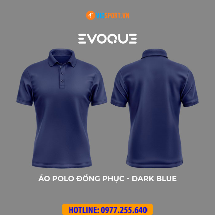 Áo thun trơn đồng phục Evoque cổ trụ vải mè - Hình ảnh 5
