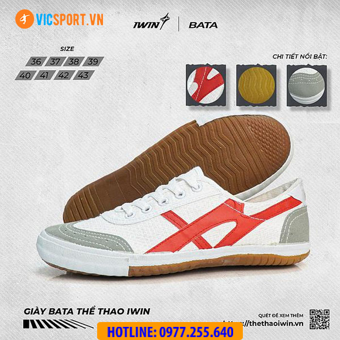 GIÀY BATA IWIN - TRẮNG ĐỎ
