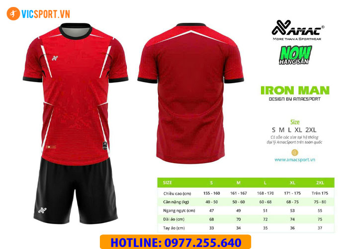 Áo đá banh thiết kế không logo Amac Iron Man - Hình ảnh 12