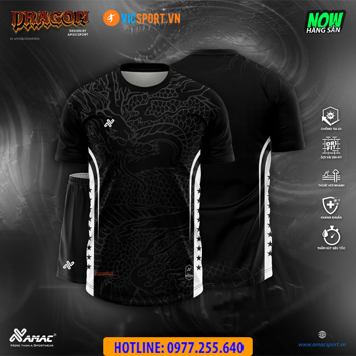 Áo đá banh thiết kế không logo Amac Dragon - Hình ảnh 5
