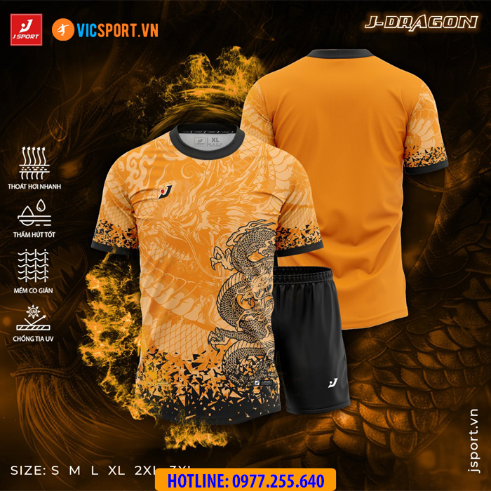 Áo đá banh thiết kế không logo J-Sport Dragon - Hình ảnh 19