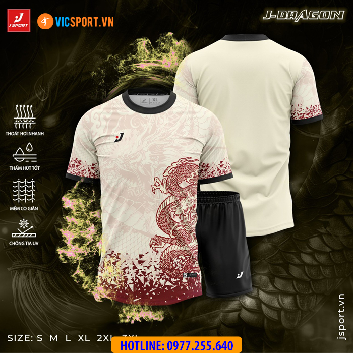 Áo đá banh thiết kế không logo J-Sport Dragon - Hình ảnh 18
