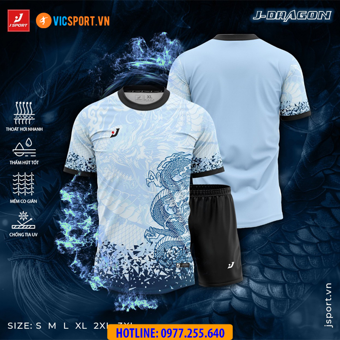 Áo đá banh thiết kế không logo J-Sport Dragon - Hình ảnh 16