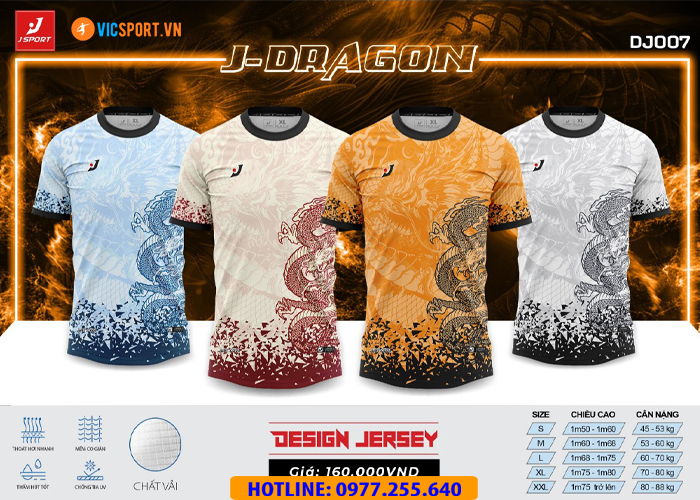 Áo đá banh thiết kế không logo J-Sport Dragon - Hình ảnh 14