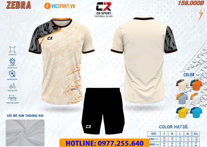 Áo đá banh không logo CR Zebra - Hình ảnh 13