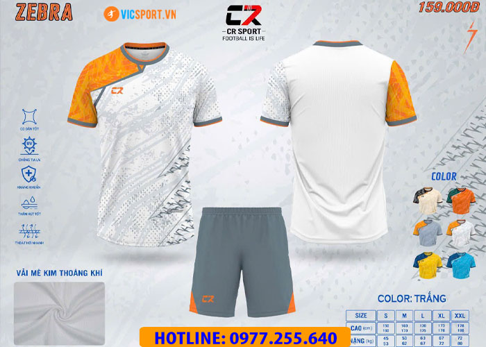 Áo đá banh không logo CR Zebra - Hình ảnh 12