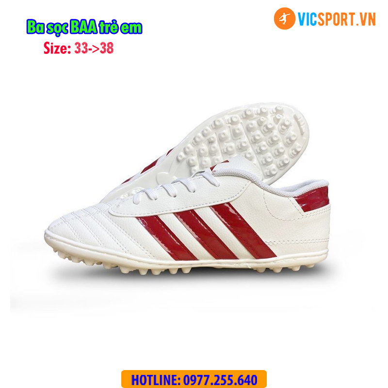 Giày đá banh trẻ em 3 sọc BAA đế nhựa - Hình ảnh 5