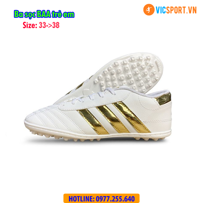 Giày đá banh trẻ em 3 sọc BAA đế nhựa - Hình ảnh 4