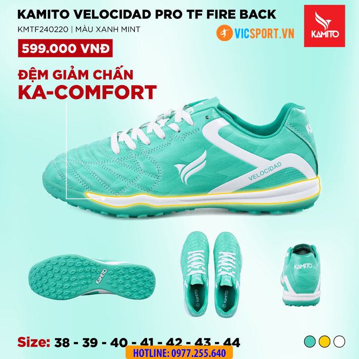 Giày đá banh Kamito Velocidad Pro Fire Back đế TF - Hình ảnh 7