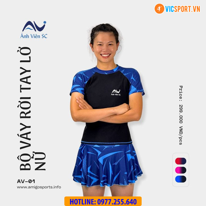 Bộ váy bơi nữ tay ngắn Ánh Viên AV01 - Hình ảnh 2