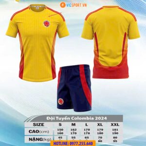 Áo đá banh đội tuyển Colombia 2024 vải mè