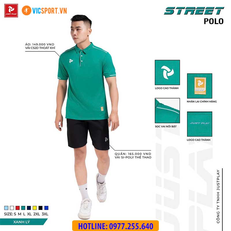POLO THỂ THAO JUSTPLAY STREET - XANH LÝ